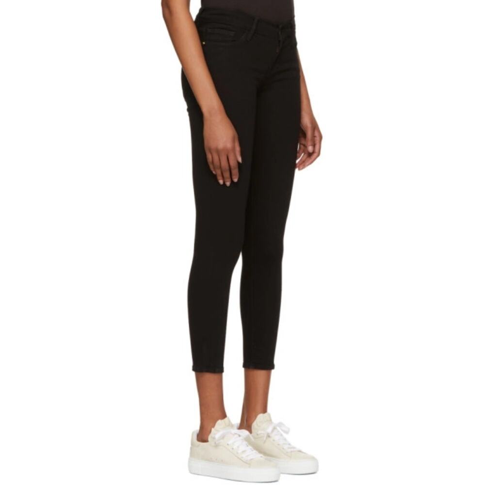 Frame Le Skinny De Jeanne Cropped Jeans Black Fil Noir Mid Rise Womens Size 27 View 2